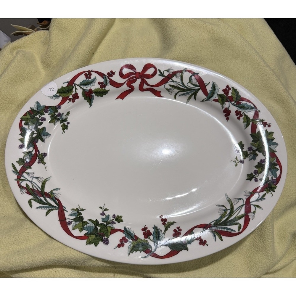Beautiful Martha Stewart Collection Christmas Holiday Large Oval Platter 16.75"